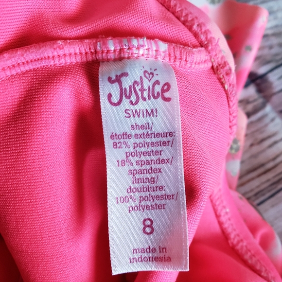 JUSTICE GIRLS SIZE 8 SWIM TANKINI PINK - Picture 4 of 4